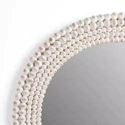 Kirklands Home Round Distressed White Beaded Wall Mirror Best