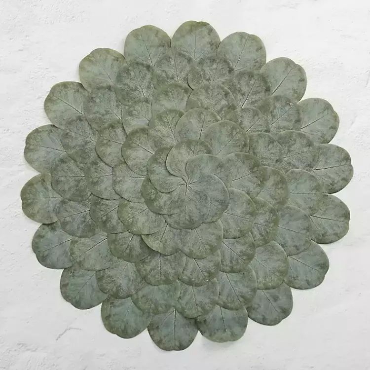 Kirklands Home Round Eucalyptus Leaves Placemat Green Sale