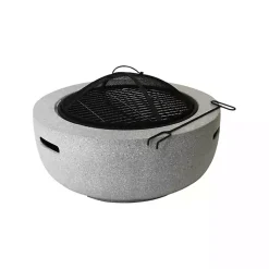 Kirklands Home Round Fire Bowl and Spark Screen Set Discount