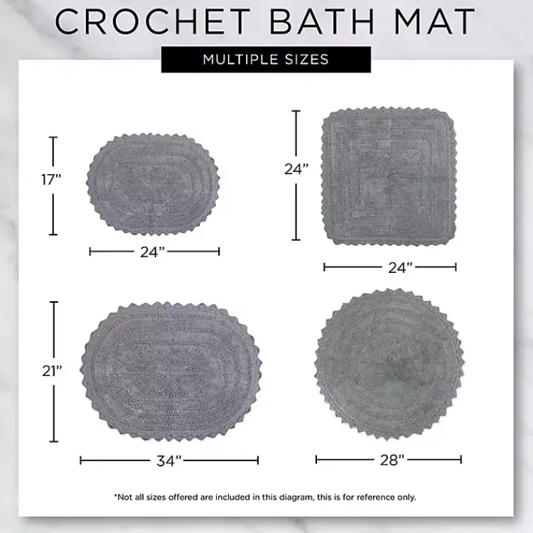 Kirklands Home Round French Crochet Bath Mat, 28 in. Blue New