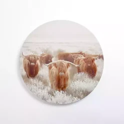 Kirklands Home Round Frosty Highland Cows Canvas Art Print Online
