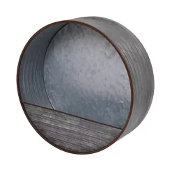 Kirklands Home Round Galvanized Metal Hanging Planter Silver Clearance