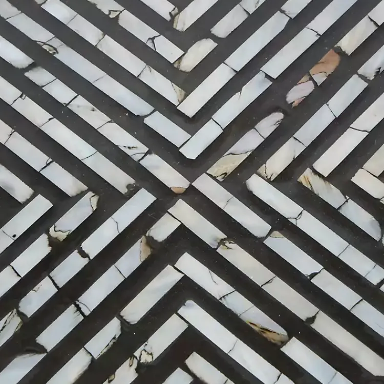 Kirklands Home Round Geometric Stripe Shell Coffee Table