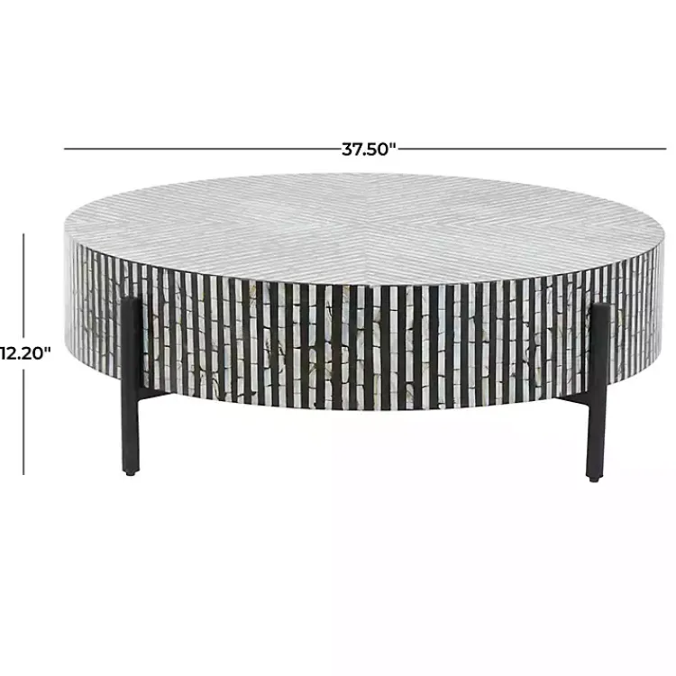 Kirklands Home Round Geometric Stripe Shell Coffee Table