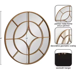 Kirklands Home Round Gold Geometric Overlay Wall Mirror Discount