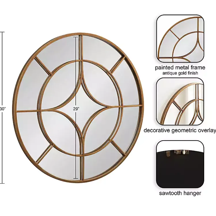 Kirklands Home Round Gold Geometric Overlay Wall Mirror Discount