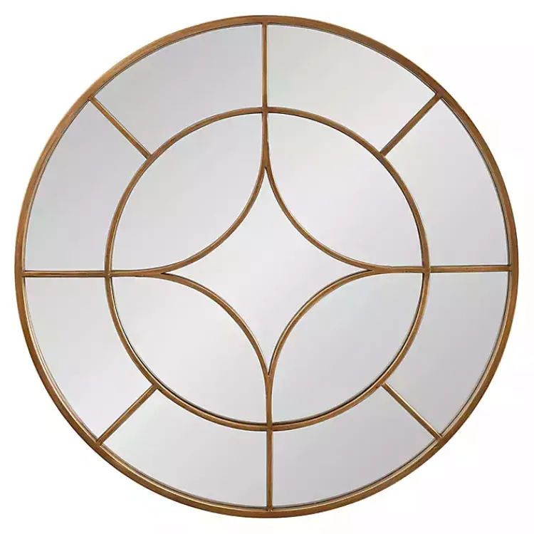 Kirklands Home Round Gold Geometric Overlay Wall Mirror Discount