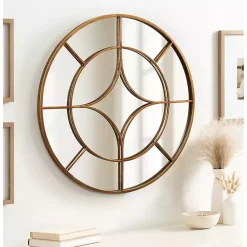 Kirklands Home Round Gold Geometric Overlay Wall Mirror Discount