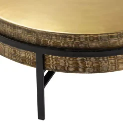 Kirklands Home Round Hammered Metal Coffee Table Gold Clearance