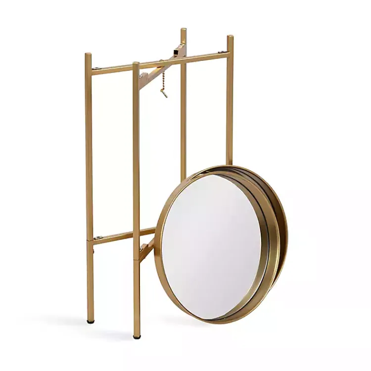 Kirklands Home Round Mirrored Foldable Accent Table Gold Outlet