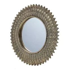 Kirklands Home Round Gold Textured Diamond Wall Mirror Sale