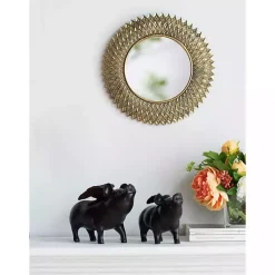 Kirklands Home Round Gold Textured Diamond Wall Mirror Sale