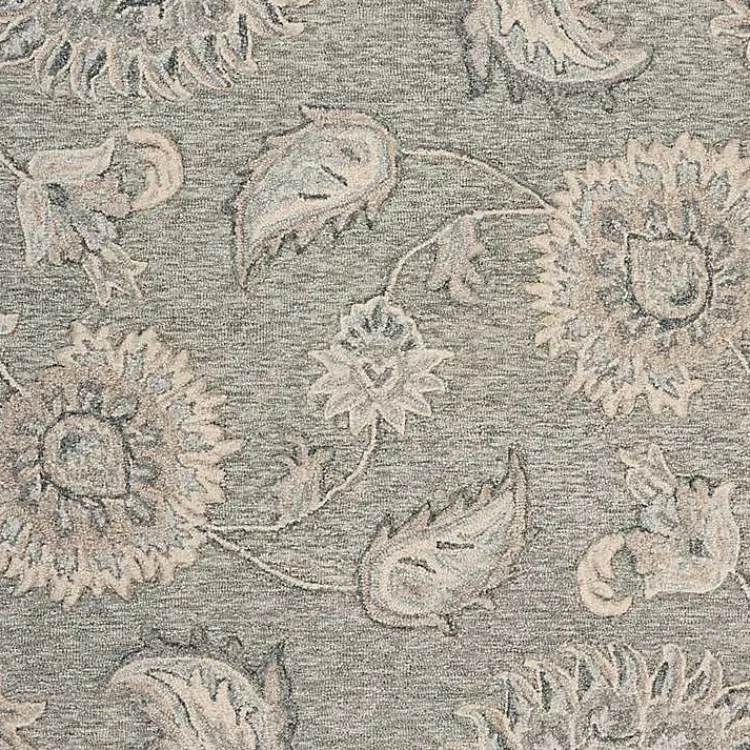 Kirklands Home Round Gray and Botanical Area Rug, 4x4 Blue Outlet