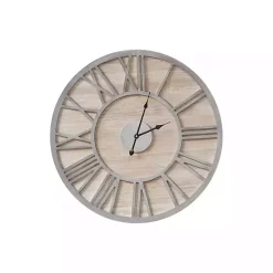 Kirklands Home Round Gray and Natural Wooden Wall Clock Sale