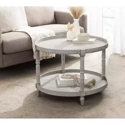 Kirklands Home Round Bellport Coffee Table Gray Clearance