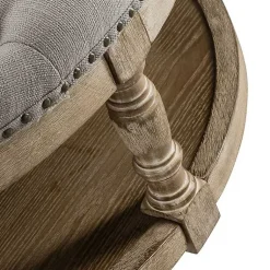 Kirklands Home Round Cepheus Tufted Ottoman Gray Best