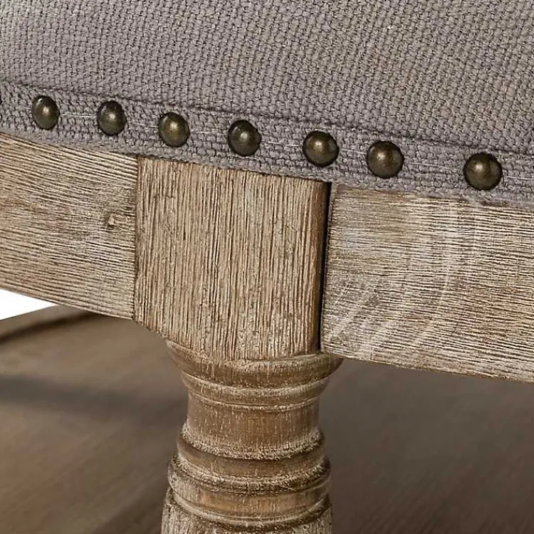 Kirklands Home Round Cepheus Tufted Ottoman Gray Best