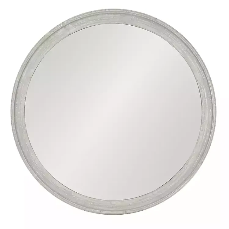 Kirklands Home Round Gray Mansell Wood Wall Mirror Outlet