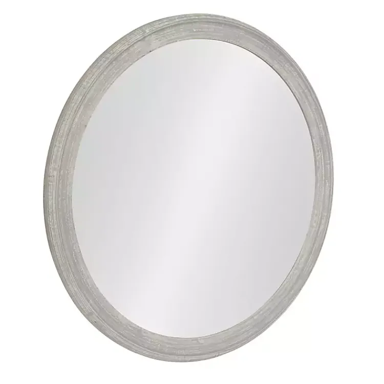 Kirklands Home Round Gray Mansell Wood Wall Mirror Outlet