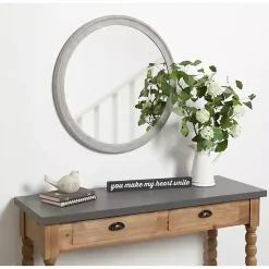 Kirklands Home Round Gray Mansell Wood Wall Mirror Outlet