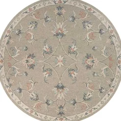 Kirklands Home Round Traditional Floral Area Rug, 4x4 Gray Sale
