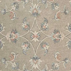 Kirklands Home Round Traditional Floral Area Rug, 4x4 Gray Sale