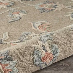 Kirklands Home Round Traditional Floral Area Rug, 4x4 Gray Sale