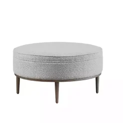 Kirklands Home Round Upholstered Ottoman Gray Online