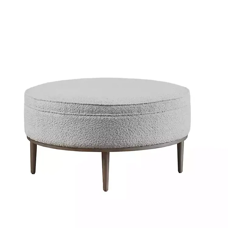 Kirklands Home Round Upholstered Ottoman Gray Online