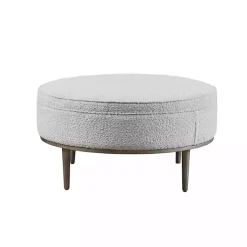 Kirklands Home Round Upholstered Ottoman Gray Online