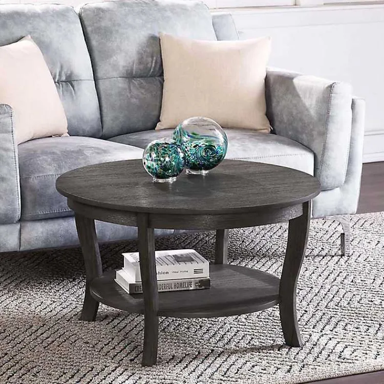 Kirklands Home Round wash Curved Legs Coffee Table Gray