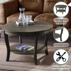 Kirklands Home Round wash Curved Legs Coffee Table Gray