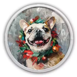 Christmas Art & Wall Decor>Kirklands Home Round Holiday Frenchie Framed Art Print