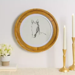 Kirklands Home Round Horse Portrait Framed Art Print White Outlet
