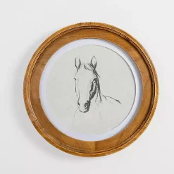 Kirklands Home Round Horse Portrait Framed Art Print White Outlet