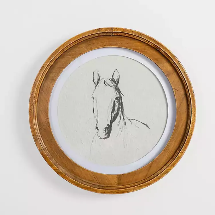 Kirklands Home Round Horse Portrait Framed Art Print White Outlet