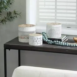 Baskets & Boxes>Kirklands Home Round Intricate Laser Cut Boxes, Set of 3 White