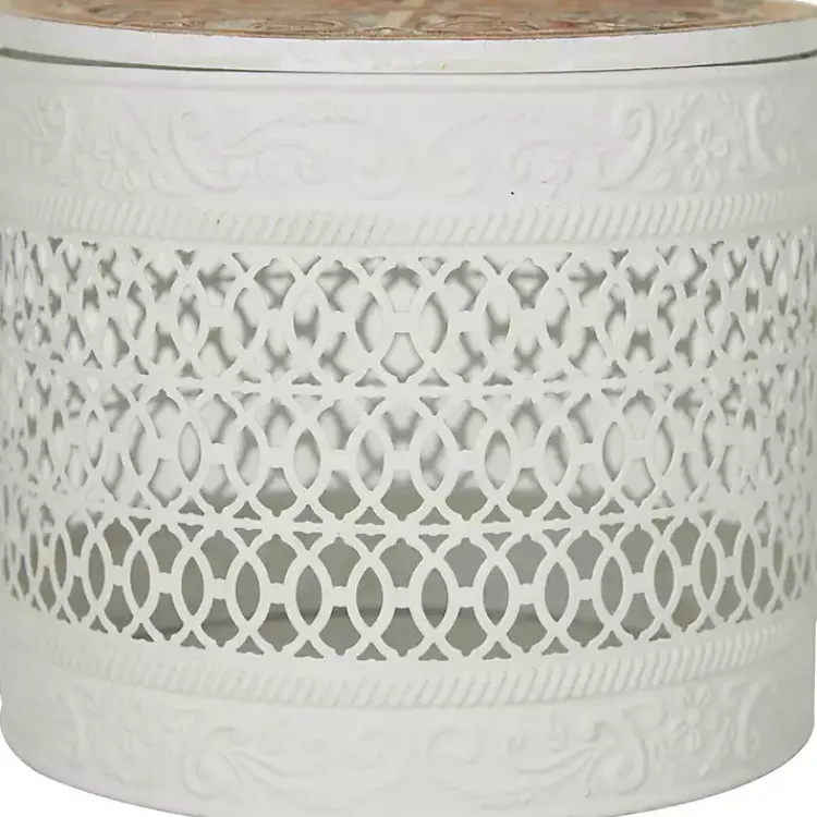 Baskets & Boxes>Kirklands Home Round Intricate Laser Cut Boxes, Set of 3 White