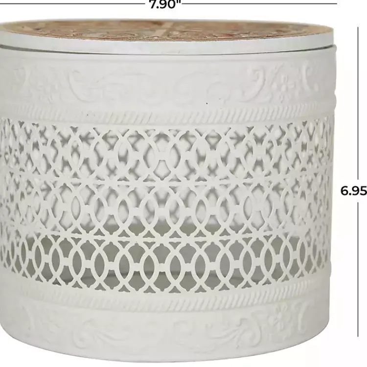 Baskets & Boxes>Kirklands Home Round Intricate Laser Cut Boxes, Set of 3 White