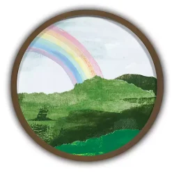 St Patricks Day Decorations>Kirklands Home Round Irish Rainbow Framed Art Print Brown
