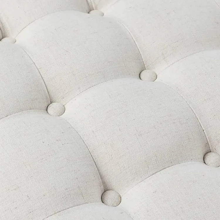 Kirklands Home Round Cepheus Tufted Ottoman Ivory Clearance