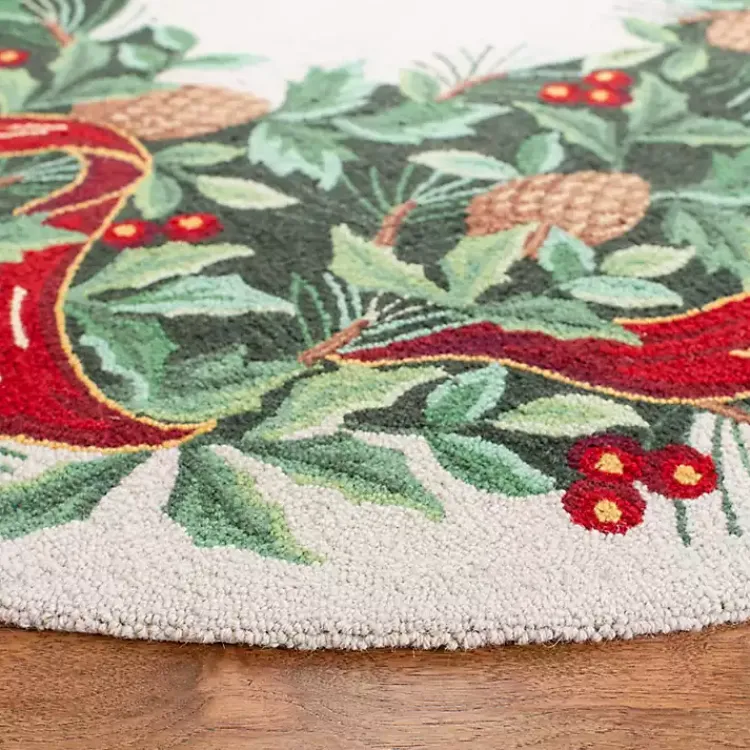 Christmas Decorations>Kirklands Home Round Ivory Vintage Poster Hooked Accent Rug