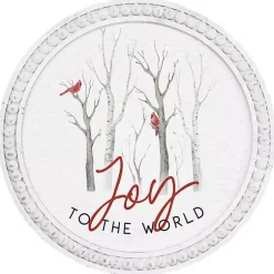 Christmas Art & Wall Decor>Kirklands Home Round Joy to the World Cardinals Wall Plaque White