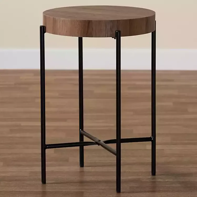 Kirklands Home Round Light Wood X Base Accent Table Brown Discount