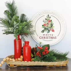 Christmas Art & Wall Decor>Kirklands Home Round Merry Christmas Holly Tree Wall Plaque