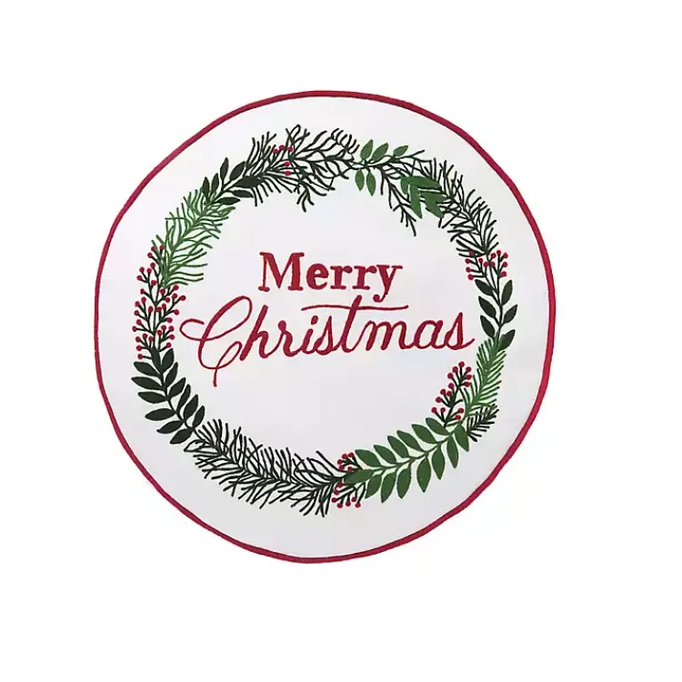 Christmas Pillows>Kirklands Home Round Merry Christmas Wreath Pillow