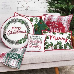 Christmas Pillows>Kirklands Home Round Merry Christmas Wreath Pillow