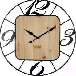Kirklands Home Round Metal & Square Wood Wall Clock Online