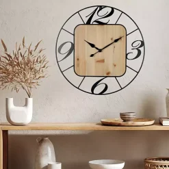Kirklands Home Round Metal & Square Wood Wall Clock Online