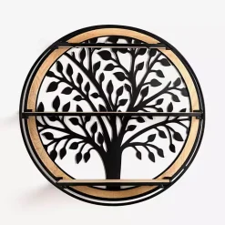 Kirklands Home Round Metal Tree 3-Tier Wall Shelf Outlet